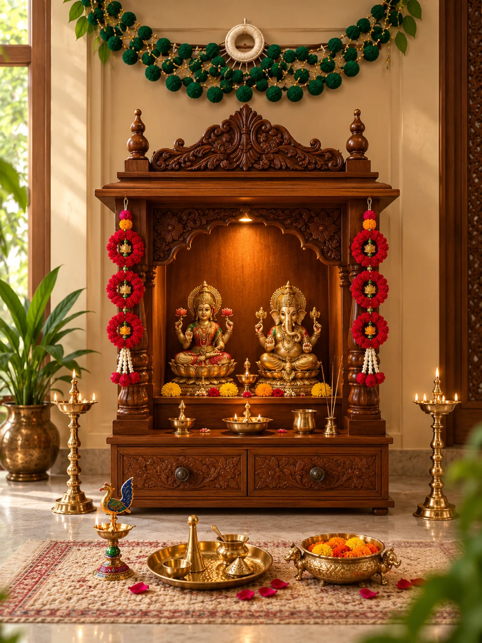Diwali 2026 Pooja Room Decoration: A Simple Guide to Using Traditional Pieces and Brass Diyas