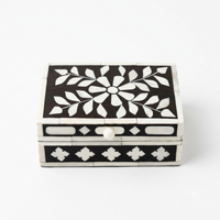 Floral Inlay Wooden Jewelry Storage Box