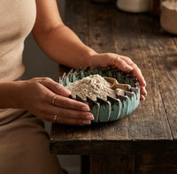Aqua Petal Edge Handcrafted Ceramic Bowl