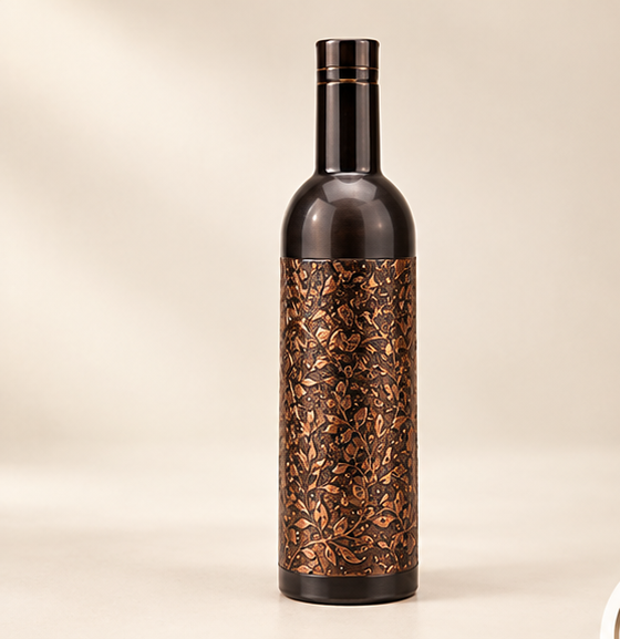 Aura Antique-Finish Engraved Copper Water Bottle