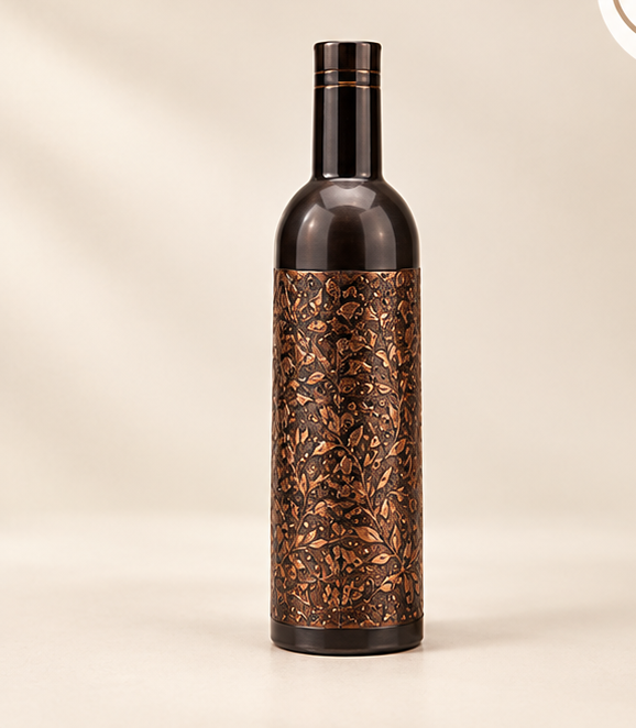 Aura Antique-Finish Engraved Copper Water Bottle
