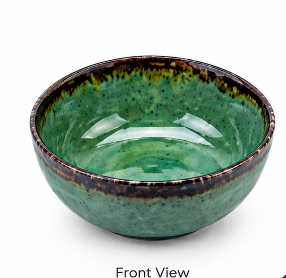 Emerald Glaze Ceramic Serving Bowl
