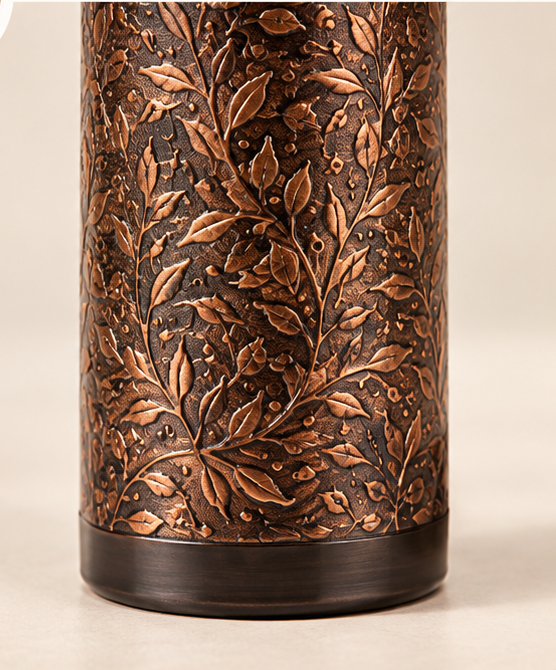 Aura Antique-Finish Engraved Copper Water Bottle