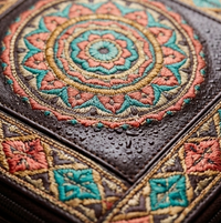 Handcrafted Mandala Art Leather Tote Bag