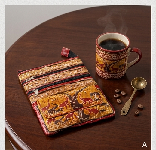 Artisanal Elephant Motif Tooled Leather Crossbody Bag