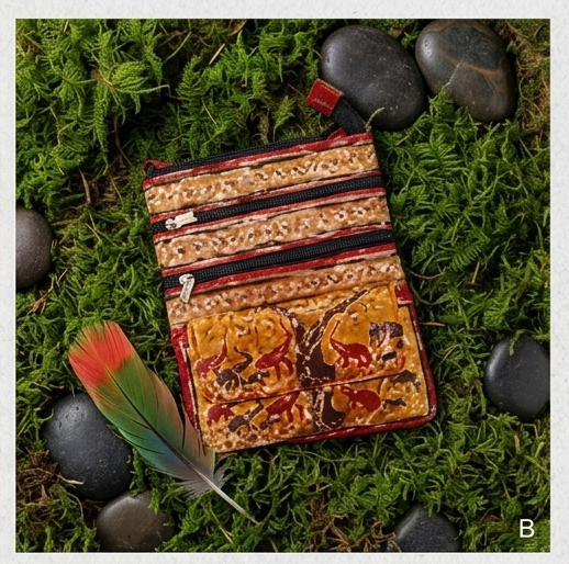 Artisanal Elephant Motif Tooled Leather Crossbody Bag