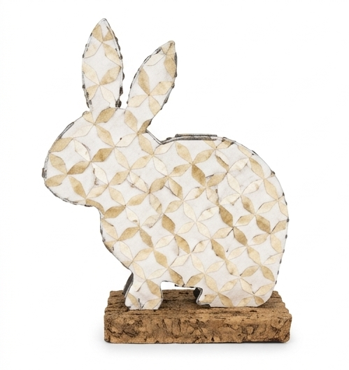 Handcrafted Mother of Pearl Rabbit Figurine