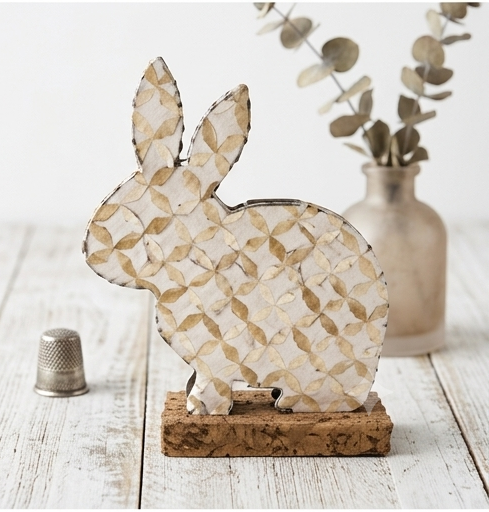 Handcrafted Mother of Pearl Rabbit Figurine