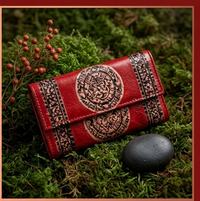 Artisan Embossed Floral Mandala Leather Clutch Wallet