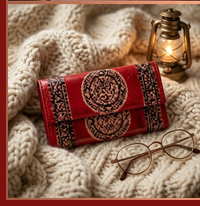 Artisan Embossed Floral Mandala Leather Clutch Wallet