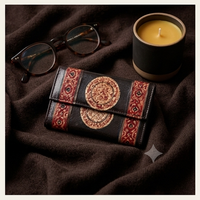 Artisan Embossed Mandala Leather Clutch Wallet