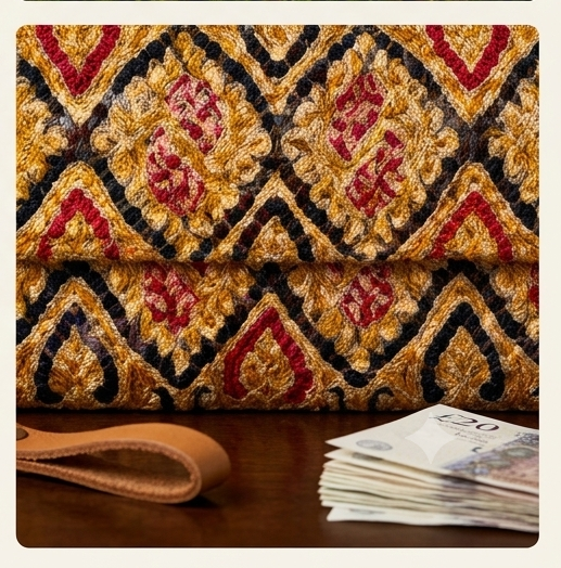 Artisan Hand-Painted Paisley Pattern Leather Clutch Wallet