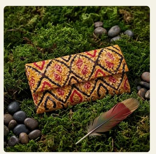 Artisan Hand-Painted Paisley Pattern Leather Clutch Wallet