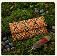 Artisan Hand-Painted Paisley Pattern Leather Clutch Wallet