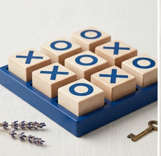 Handcrafted Wooden Tic-Tac-Toe Game Set