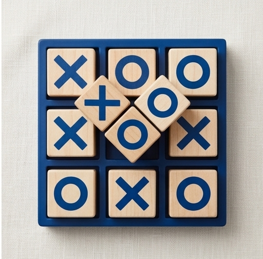 Handcrafted Wooden Tic-Tac-Toe Game Set