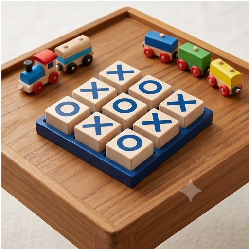 Handcrafted Wooden Tic-Tac-Toe Game Set