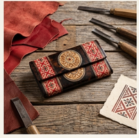 Artisan Embossed Mandala Leather Clutch Wallet