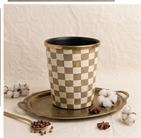 Checkerboard Mother-of-Pearl Wastebasket