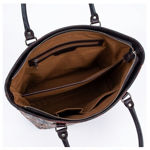 Handcrafted Tribal Art Leather Tote Bag