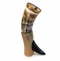 Artisan Natural Horn Drinking Vessel with Stand