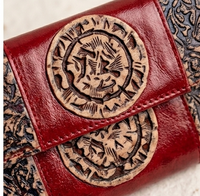 Mandala-Tooled Leather Wallet