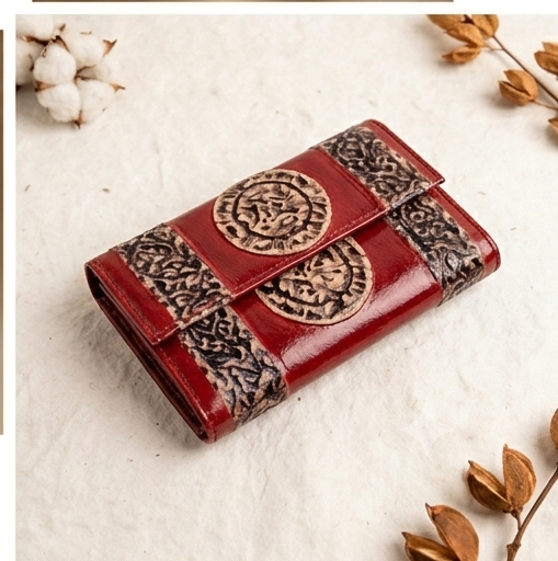 Mandala-Tooled Leather Wallet