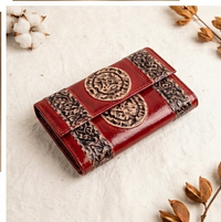 Mandala-Tooled Leather Wallet