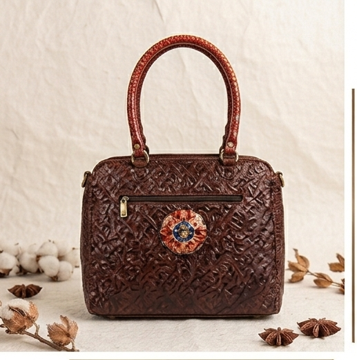 Artisanal Medallion-Accent Leather Tote