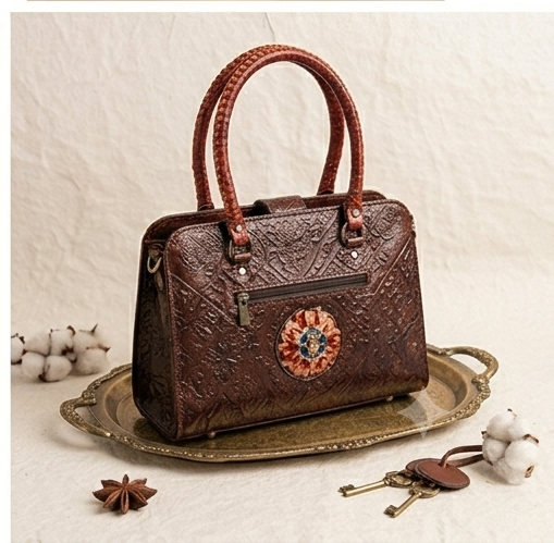 Artisanal Medallion-Accent Leather Tote