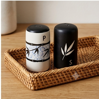Hand-Painted Monochrome Botanical Salt Shaker