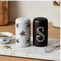 Hand-Painted Monochrome Botanical Salt Shaker