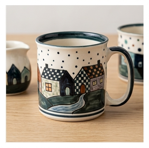 Handcrafted Stoneware Ceramic Coffee Mug – Artistic Village Design