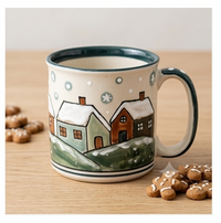 Handcrafted Stoneware Ceramic Coffee Mug – Artistic Village Design