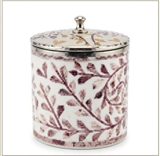 Floral Inlay Decorative Storage Jar