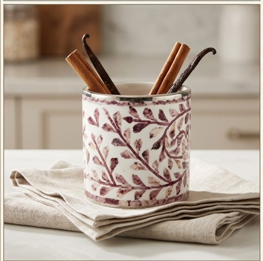 Floral Inlay Decorative Storage Jar