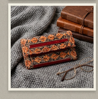 Artisan Hand-Painted Geometric Pattern Leather Clutch Wallet