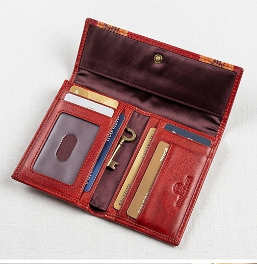 Handcrafted Elephant Motif Leather Clutch Wallet