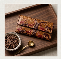 Artisan Hand-Carved Elephant Motif Leather Clutch Wallet