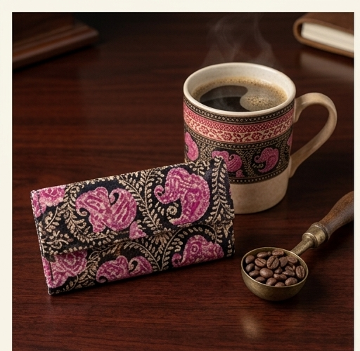 Paisley-Patterned Tooled Leather Wallet