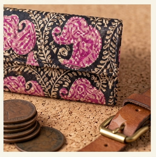 Paisley-Patterned Tooled Leather Wallet
