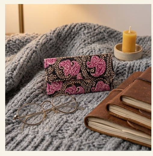 Paisley-Patterned Tooled Leather Wallet