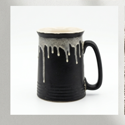 Matte Black Drip-Glaze Ceramic Tankard