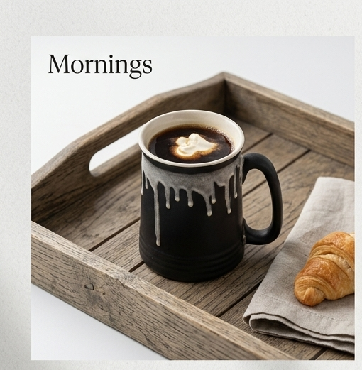 Matte Black Drip-Glaze Ceramic Tankard