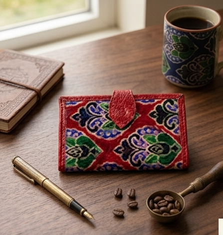 Floral Patterned Tooled Leather Snap Wallet