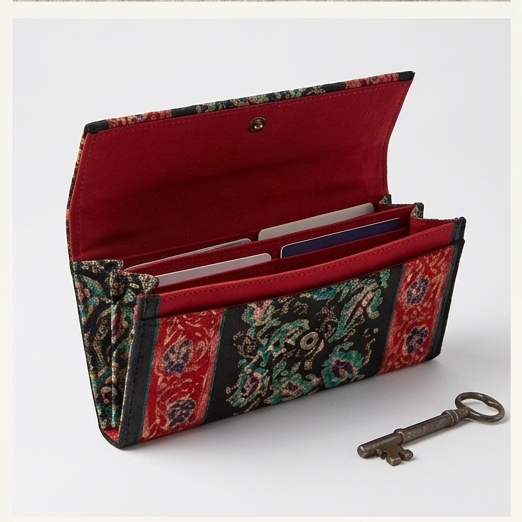 Handcrafted Kalamkari Art Leather Clutch Wallet