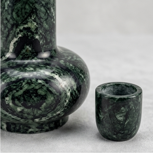 Verde Guatemala Green Marble Sculptural Vase