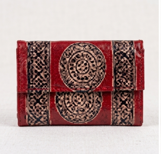 Handcrafted Mandala Leather Clutch Wallet