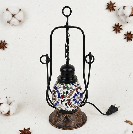 Mosaic Glass Lantern Table Lamp