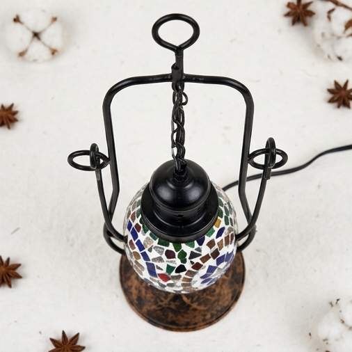 Mosaic Glass Lantern Table Lamp